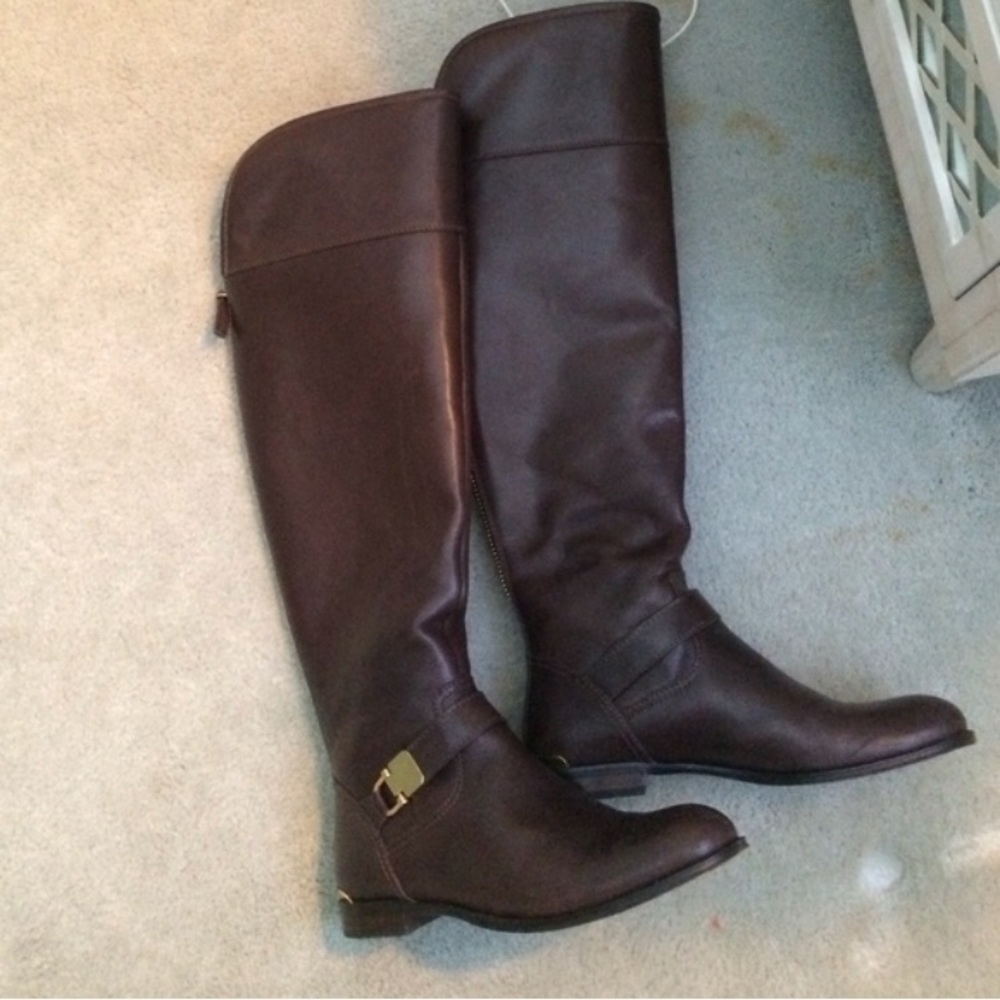 Chestnut/ dark brown Coach Madeline boots w Zipper